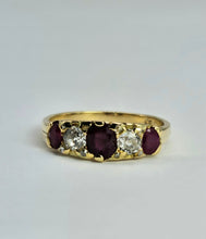 Load image into Gallery viewer, 1602: Vintage &amp; Old 18ct Gold Rubies Diamonds Ring
