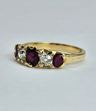 Load image into Gallery viewer, 1602: Vintage &amp; Old 18ct Gold Rubies Diamonds Ring

