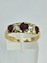 Load image into Gallery viewer, 1602: Vintage &amp; Old 18ct Gold Rubies Diamonds Ring
