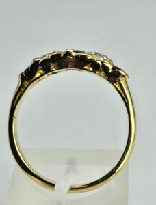 1602: Vintage & Old 18ct Gold Rubies Diamonds Ring