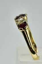 Load image into Gallery viewer, 1602: Vintage &amp; Old 18ct Gold Rubies Diamonds Ring
