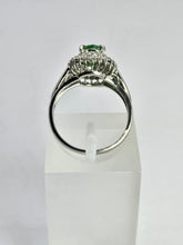 Load image into Gallery viewer, 1799: Vintage: Platinum Emerald Diamonds Flower Cluster Ring- something very special.
