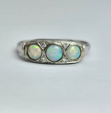 Load image into Gallery viewer, 1800 : Vintage: Platinum Opals Diamonds Dress Ring- perfectly proportioned beauty.
