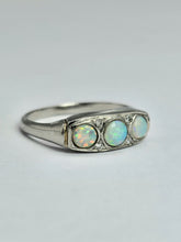 Load image into Gallery viewer, 1800 : Vintage: Platinum Opals Diamonds Dress Ring- perfectly proportioned beauty.
