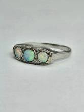 Load image into Gallery viewer, 1800 : Vintage: Platinum Opals Diamonds Dress Ring- perfectly proportioned beauty.
