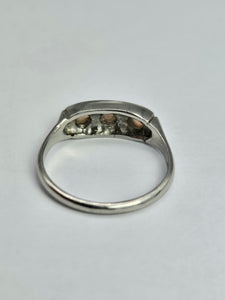 1800 : Vintage: Platinum Opals Diamonds Dress Ring- perfectly proportioned beauty.