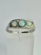 Load image into Gallery viewer, 1800 : Vintage: Platinum Opals Diamonds Dress Ring- perfectly proportioned beauty.
