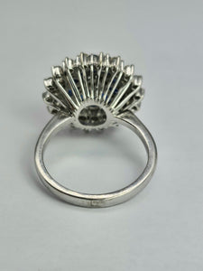 1801: Vintage: 18ct Gold Blue Sapphires Diamonds Target Ring- a fabulous creation