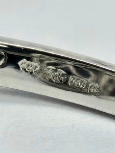 1804: Vintage: 18ct White Gold Blue Sapphires Diamonds Panel Ring- Stylish Art Deco