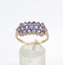 Load image into Gallery viewer, 1371: Vintage: 9ct Gold 19 Blue Tanzanites Tiered Cocktail Ring- lovely cut and colours

