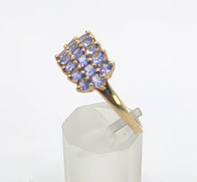 Load image into Gallery viewer, 1371: Vintage: 9ct Gold 19 Blue Tanzanites Tiered Cocktail Ring- lovely cut and colours
