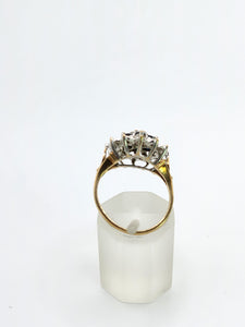 1373: Vintage: 9ct Gold French Blue Sapphires Diamonds Cluster Ring- sparkling beauty