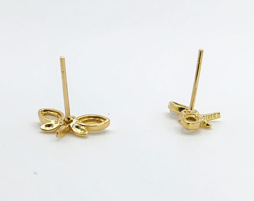 Vintage: 18ct Yellow Gold Opal Dragonfly Stud Earrings