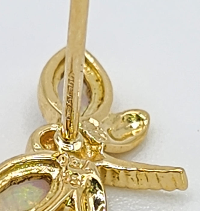 Vintage: 18ct Yellow Gold Opal Dragonfly Stud Earrings