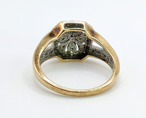 1540: Vintage: 9ct Gold 31 Diamonds Geometric Set Ring- Hallmarked in Edinburgh