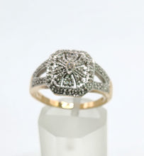 Load image into Gallery viewer, 1540: Vintage: 9ct Gold 31 Diamonds Geometric Set Ring- Hallmarked in Edinburgh
