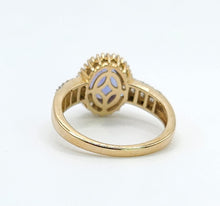 Cargar imagen en el visor de la galería, 1749: Vintage: 9ct Gold Violet Blue Tanzanite Diamonds Dress Ring- sparkling eye candy
