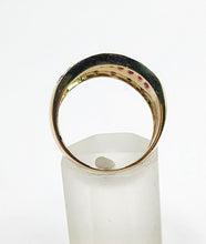 Load image into Gallery viewer, 0315: Vintage: 9ct Gold Black Diamonds Rubies Statement Ring- a remarkable combination,
