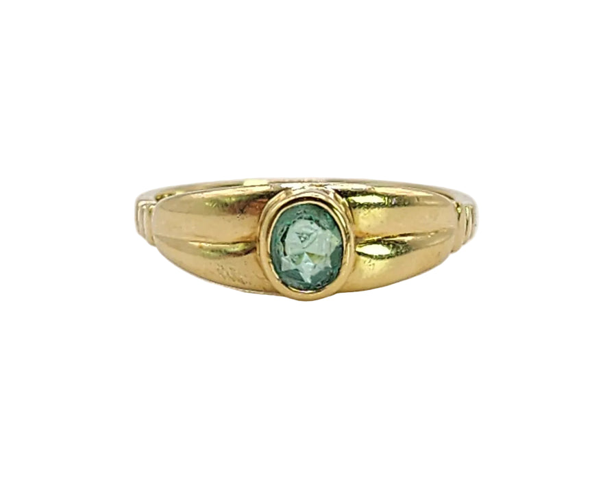 Vintage: 18ct Yellow Gold Emerald Signet Ring