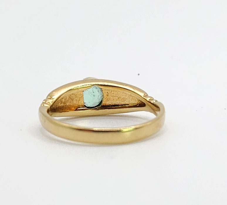 Vintage: 18ct Yellow Gold Emerald Signet Ring