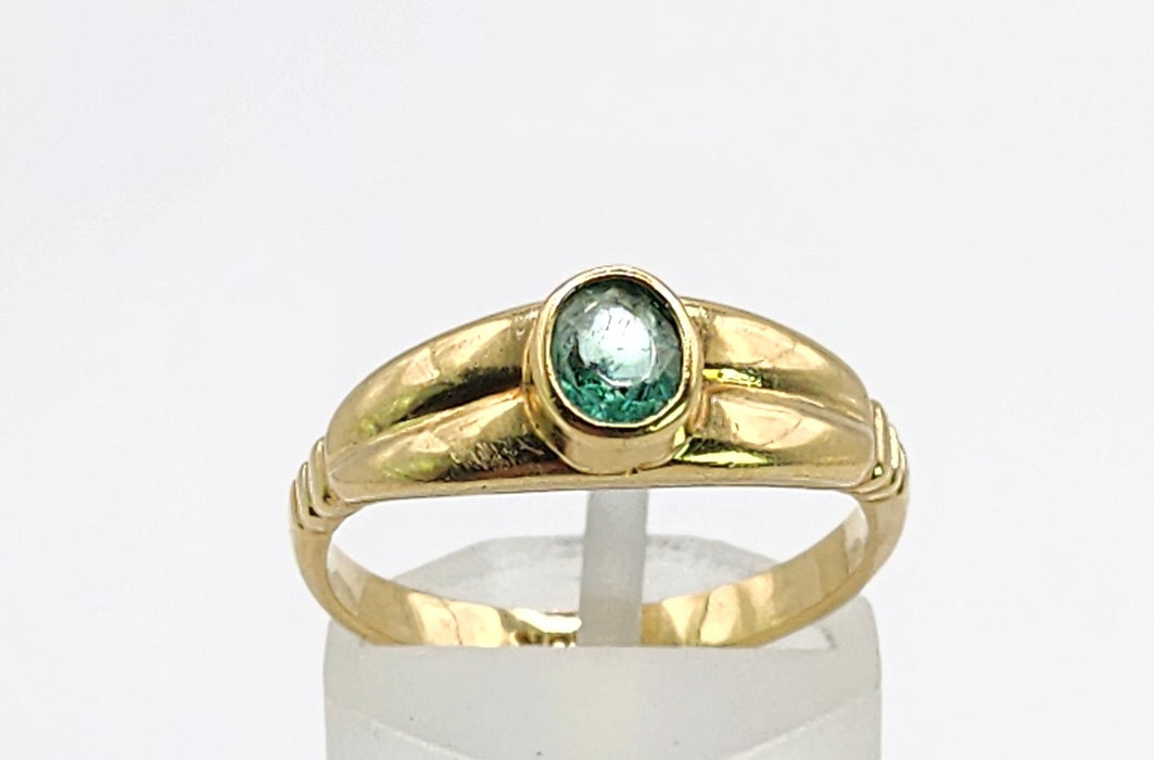 Vintage: 18ct Yellow Gold Emerald Signet Ring