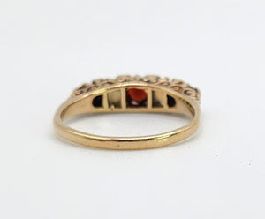 1623: Vintage: 9ct Gold Opals & Garnets Dress/Stacker Ring- From 1963, very pretty.