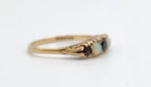 Cargar imagen en el visor de la galería, 1623: Vintage: 9ct Gold Opals &amp; Garnets Dress/Stacker Ring- From 1963, very pretty.
