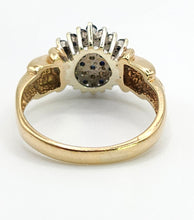 Cargar imagen en el visor de la galería, 1641: Vintage: 9ct Gold Geometric Sapphires Diamonds Dress Ring- captivating design
