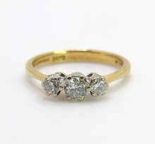 Load image into Gallery viewer, 1647: Vintage: 18ct Gold Round Full Cut Diamonds (0.38ct) Trilogy Ring- sparkling natural diamonds
