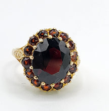 Load image into Gallery viewer, 0466: Vintage; Statement 9ct Gold Garnets Cluster Ring -From London 1974
