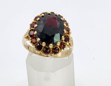 Load image into Gallery viewer, 0466: Vintage; Statement 9ct Gold Garnets Cluster Ring -From London 1974
