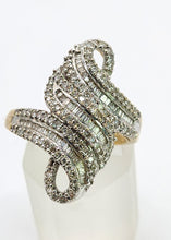 Load image into Gallery viewer, 1652: Vintage: 9ct Gold Baguette &amp; Round Cut Diamonds (1ct) Statement Cocktail Ring
