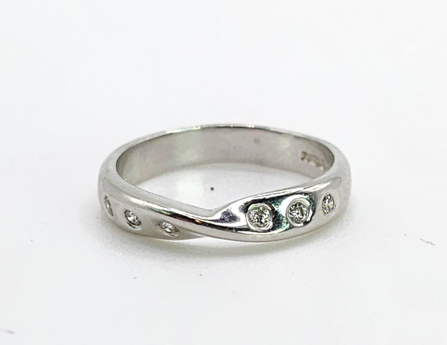 1654: Vintage:&nbsp; Platinum Diamond Stacker Band- crisp, clean, eye candy.