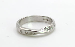 1654: Vintage:&nbsp; Platinum Diamond Stacker Band- crisp, clean, eye candy.