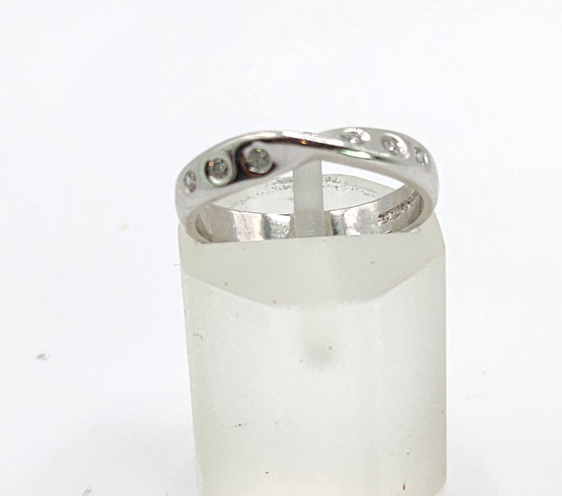 1654: Vintage:&nbsp; Platinum Diamond Stacker Band- crisp, clean, eye candy.