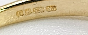 1666: Vintage: 9ct Gold Cabochon Moonstone Diamonds Signet Ring- Rare