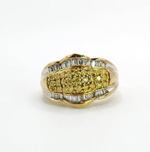 Load image into Gallery viewer, 1695: Vintage: 9ct Gold Yellow &amp; White Diamonds Cocktail Ring
