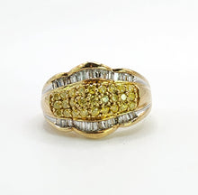 Load image into Gallery viewer, 1695: Vintage: 9ct Gold Yellow &amp; White Diamonds Cocktail Ring
