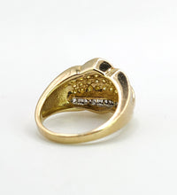 Load image into Gallery viewer, 1695: Vintage: 9ct Gold Yellow &amp; White Diamonds Cocktail Ring
