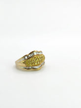Load image into Gallery viewer, 1695: Vintage: 9ct Gold Yellow &amp; White Diamonds Cocktail Ring

