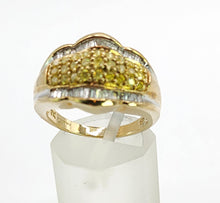 Load image into Gallery viewer, 1695: Vintage: 9ct Gold Yellow &amp; White Diamonds Cocktail Ring
