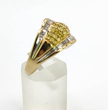 Load image into Gallery viewer, 1695: Vintage: 9ct Gold Yellow &amp; White Diamonds Cocktail Ring
