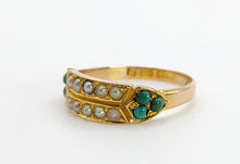 Load image into Gallery viewer, 0365: Vintage; 9ct Gold Turquoise Seed Pearls  Tiered Ring- From 1948
