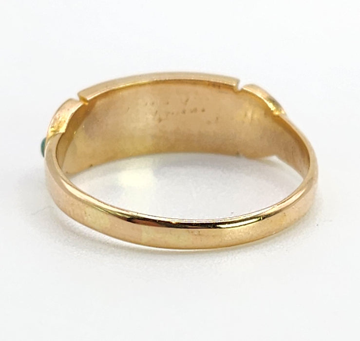 0365: Vintage; 9ct Gold Turquoise Seed Pearls  Tiered Ring- From 1948