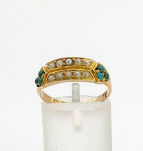 Load image into Gallery viewer, 0365: Vintage; 9ct Gold Turquoise Seed Pearls  Tiered Ring- From 1948
