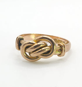 1566 Antique: 9ct Rose Gold Lovers Knot Ring - From 1915 WW1