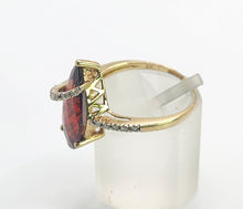 Load image into Gallery viewer, 1635: Vintage: 9ct Gold Pear-Cut Almandine Garnet 18 Diamonds Dress Ring

