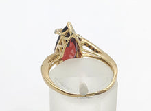 Load image into Gallery viewer, 1635: Vintage: 9ct Gold Pear-Cut Almandine Garnet 18 Diamonds Dress Ring
