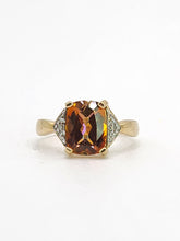 Load image into Gallery viewer, 1547: Vintage: 9ct Gold Mystic Topaz Diamonds Ring - lovely colours
