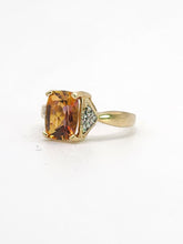 Load image into Gallery viewer, 1547: Vintage: 9ct Gold Mystic Topaz Diamonds Ring - lovely colours
